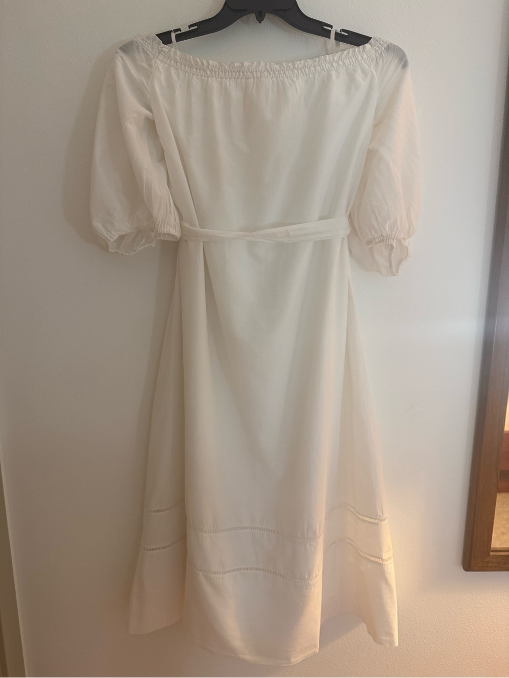Anthropologie White Off-Shoulder Midi Peasant Dress XSP silk cotton fairycore - Picture 8 of 12